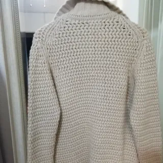 Chaqueta larga de lana beige