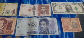 Lote 110 monedas y 6 billetes antiguos