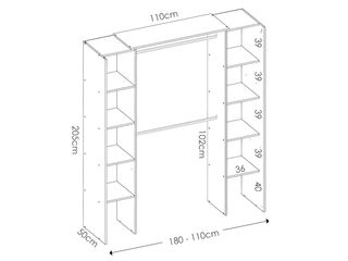 URGE Armario abierto esquinero con cortinas