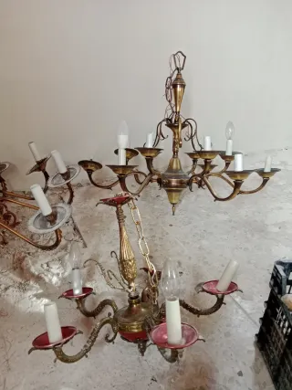 Lote 3 Lámparas de Araña Antiguas.