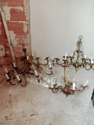 Lote 3 Lámparas de Araña Antiguas.