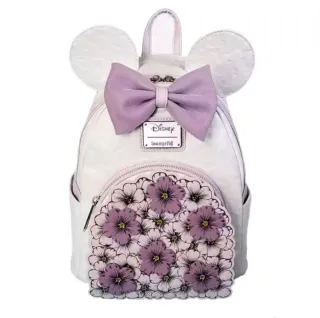 Mochila Disney Flores Lila y Blanca