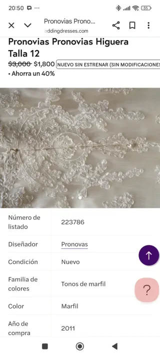 Vestido de Novia Pronovias Higuera Talla 38