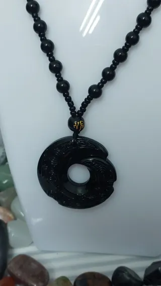 Collar Piedra Natural Obsidiana Negra