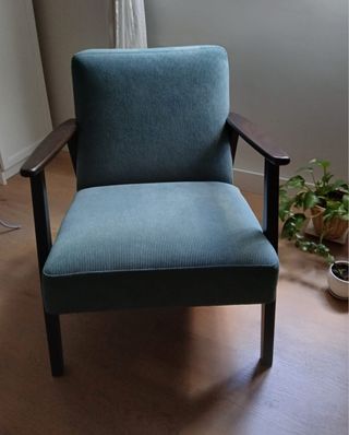 Butaca individual de pana azul