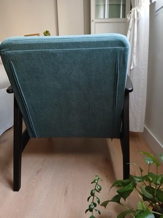 Butaca individual de pana azul