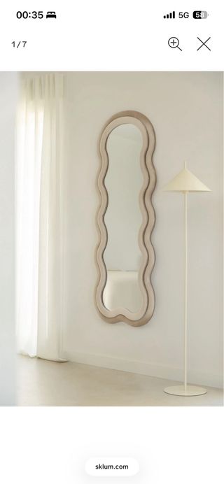 Specchio da parete 60x160cm velluto beige Evelyn
