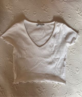 Camiseta blanca corta escote pico