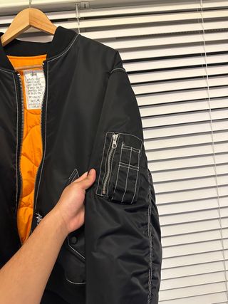 Chaqueta Bomber Stussy Negra Naranja