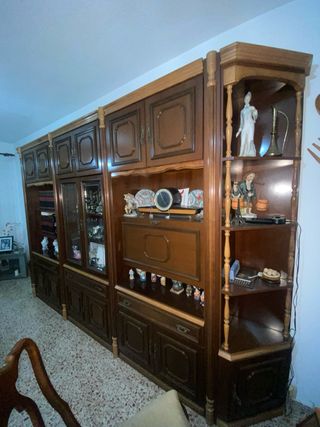 Mueble Salón Vintage Madera Cristal
