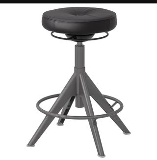 Taburete TROLLBERGET Elevable Cuero Negro/Gris