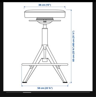 Taburete TROLLBERGET Elevable Cuero Negro/Gris