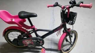 Bicicleta Infantil Niña Rosa y Negra 16 pulgadas.