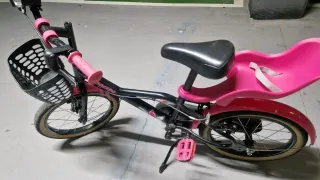 Bicicleta Infantil Niña Rosa y Negra 16 pulgadas.