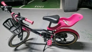 Bicicleta Infantil Niña Rosa y Negra 16 pulgadas.