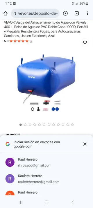 Bolsa de agua 400L / 105.7 Gal