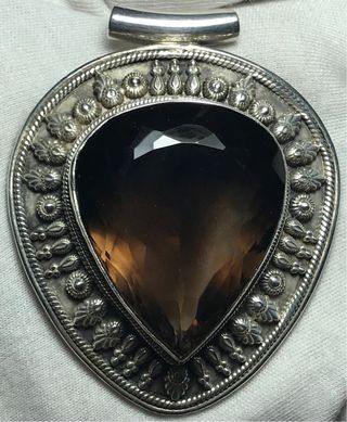 Colgante Gigante Plata Ley Carbujón Topacio Negro