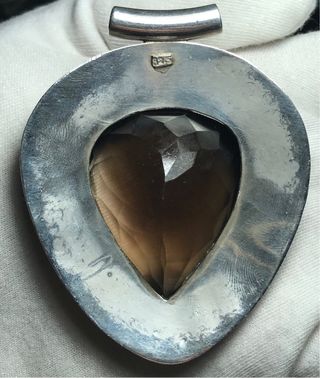 Colgante Gigante Plata Ley Carbujón Topacio Negro