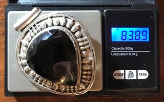 Colgante Gigante Plata Ley Carbujón Topacio Negro