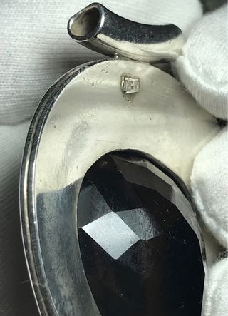 Colgante Gigante Plata Ley Carbujón Topacio Negro