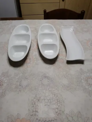 Set 3 Antipastiere in porcellana bianca