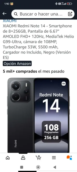 Xiaomi Redmi Note 14 Negro 256GB