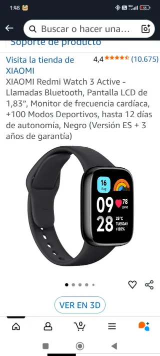 Xiaomi Redmi Watch 3 Active Negro