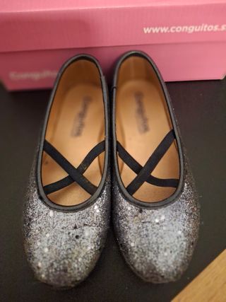 Bailarinas Conguitos Glitter Plata Talla 30