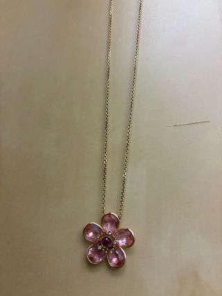 Pulsera Swarovski Flor Rosa y Dorada