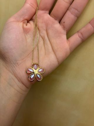 Pulsera Swarovski Flor Rosa y Dorada