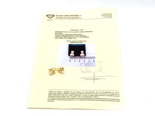 pendientes oro 18k con piedra con diamante,perla