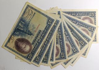 Lote 10 Billetes 25 Ptas. 1928 Barca