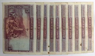 Lote 10 Billetes 25 Ptas. 1928 Barca