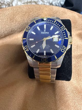 Reloj Festina Automático Hombre Azul Dorado
