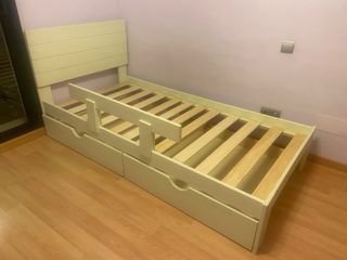 Cama individual madera 90x190 color beige