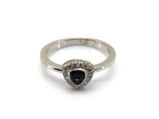 sortija oro 18k con piedra con diamante,zafiro