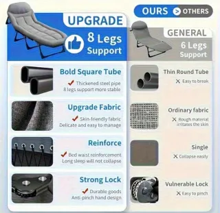 Cama plegable 1.7m para 1 persona