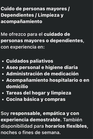 Cuidado de personas dependientes o ayuda domicilio