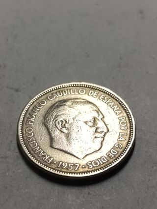 Moneda 5 Ptas. 1957*62 Franco - Falta Pluma