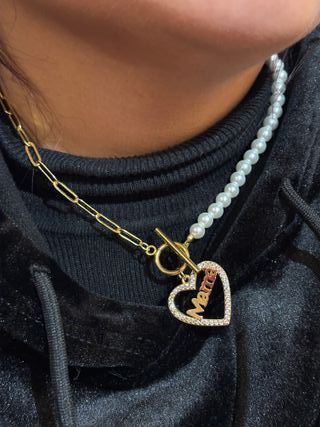 Pendientes flor perla y circonitas dorados