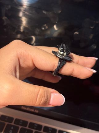 Anillo artesanal plata y negro