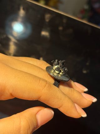 Anillo artesanal plata y negro