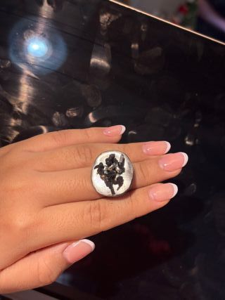 Anillo artesanal plata y negro