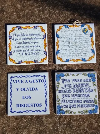 Lote 4 Azulejos Cerámicos con Refranes