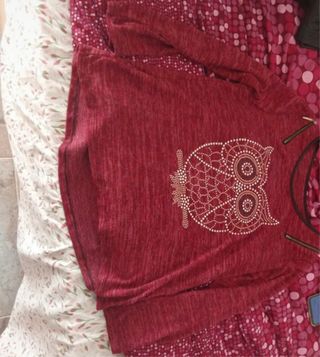 Camiseta larga con búho mujer