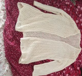 Chaqueta tejida blanca mujer talla única