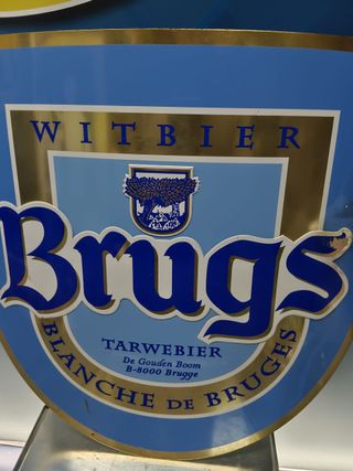 CHAPA PUBLICITARIA DE CERVEZA BRUGS. RARA. 35x35 cm, buen estado