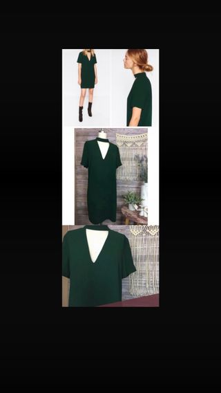 Vestido Zara verde com decote