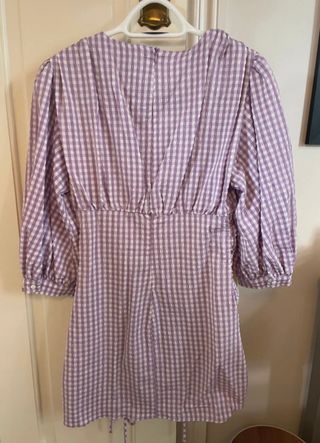 Vestido Zara Roxo e Branco Xadrez