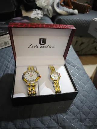 Conjunto Relojes Luis Cardini Pareja Oro Blanco